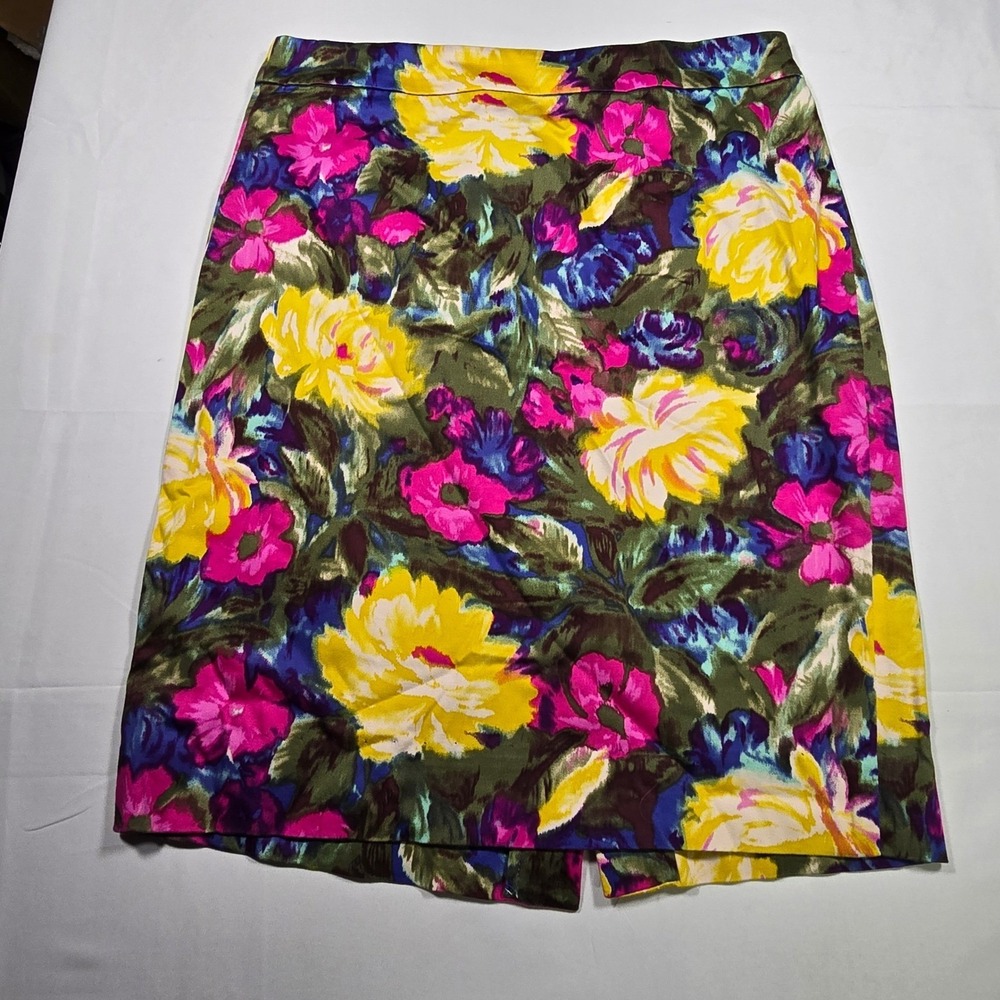 J.Crew Floral‎ Pencil Skirt Old Money Preppy Career Cotton Women's 4